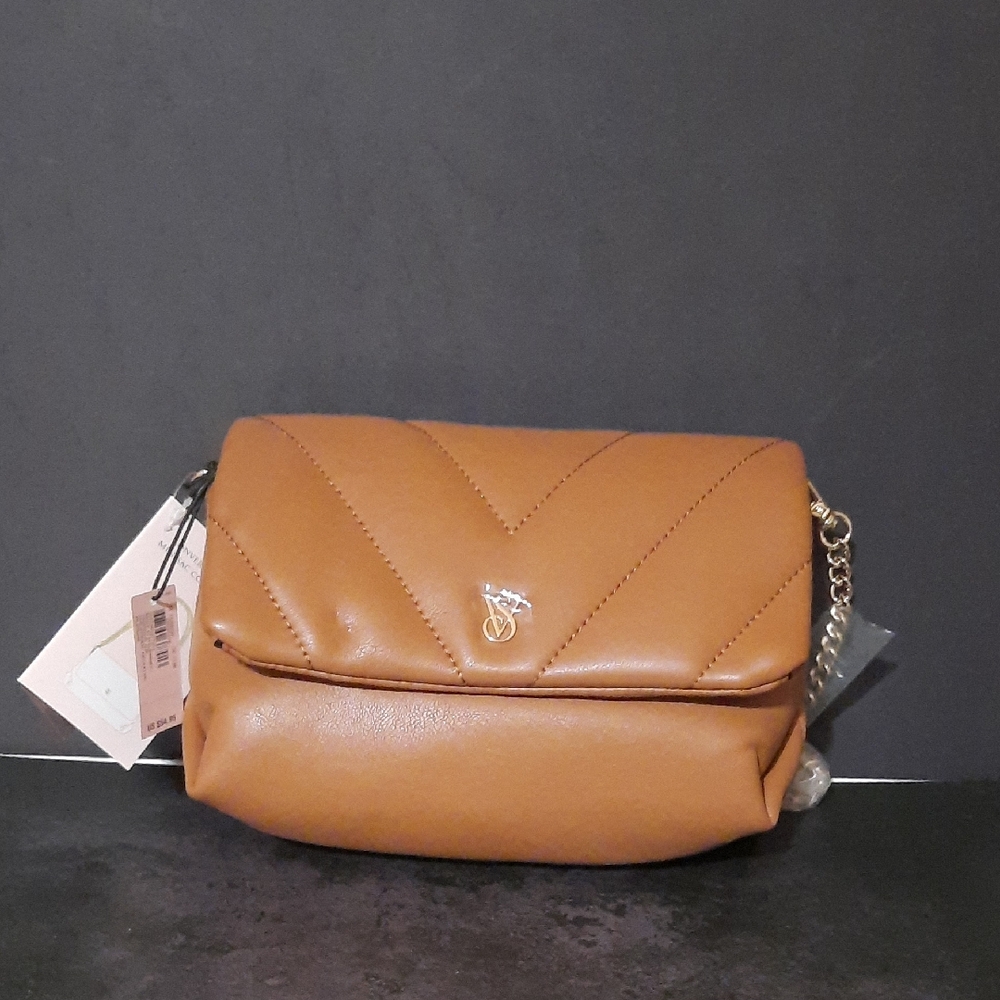 Victoria's Secret Tan Quilted Crossbody Bag